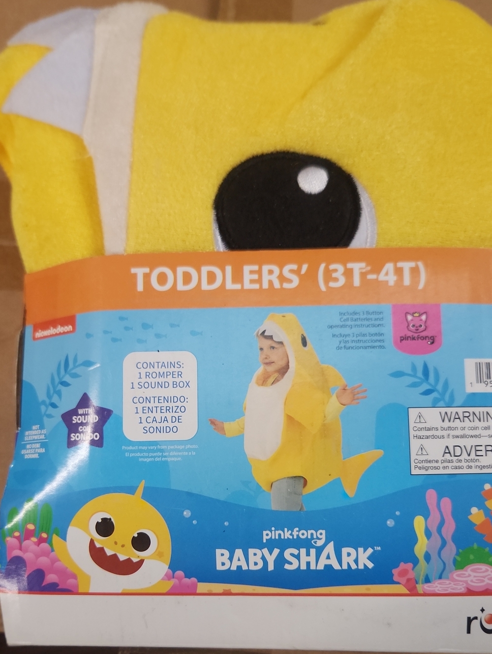 Rubie's Yellow Baby Shark Toddler Costume with Sound